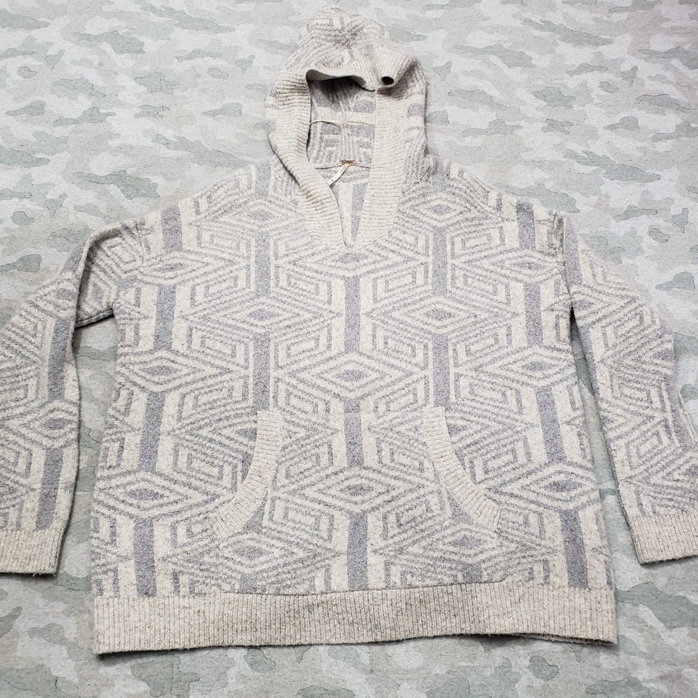 Free People Sweater Womens Medium Gray Pullover Hooded Wool Blend Over Sized